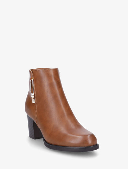 Bottines à talon et bijou - Camel - 2