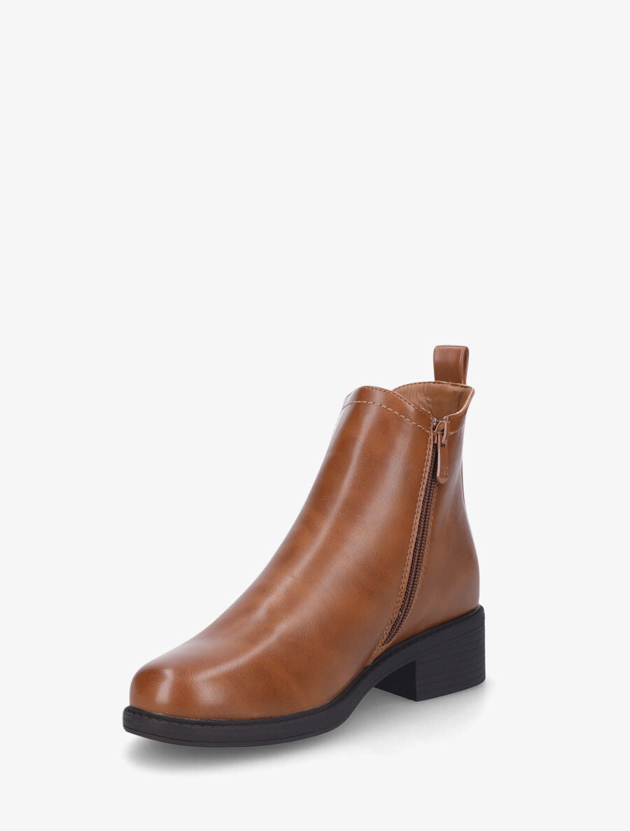 Bottines plates en simili effet patiné - Camel - 3