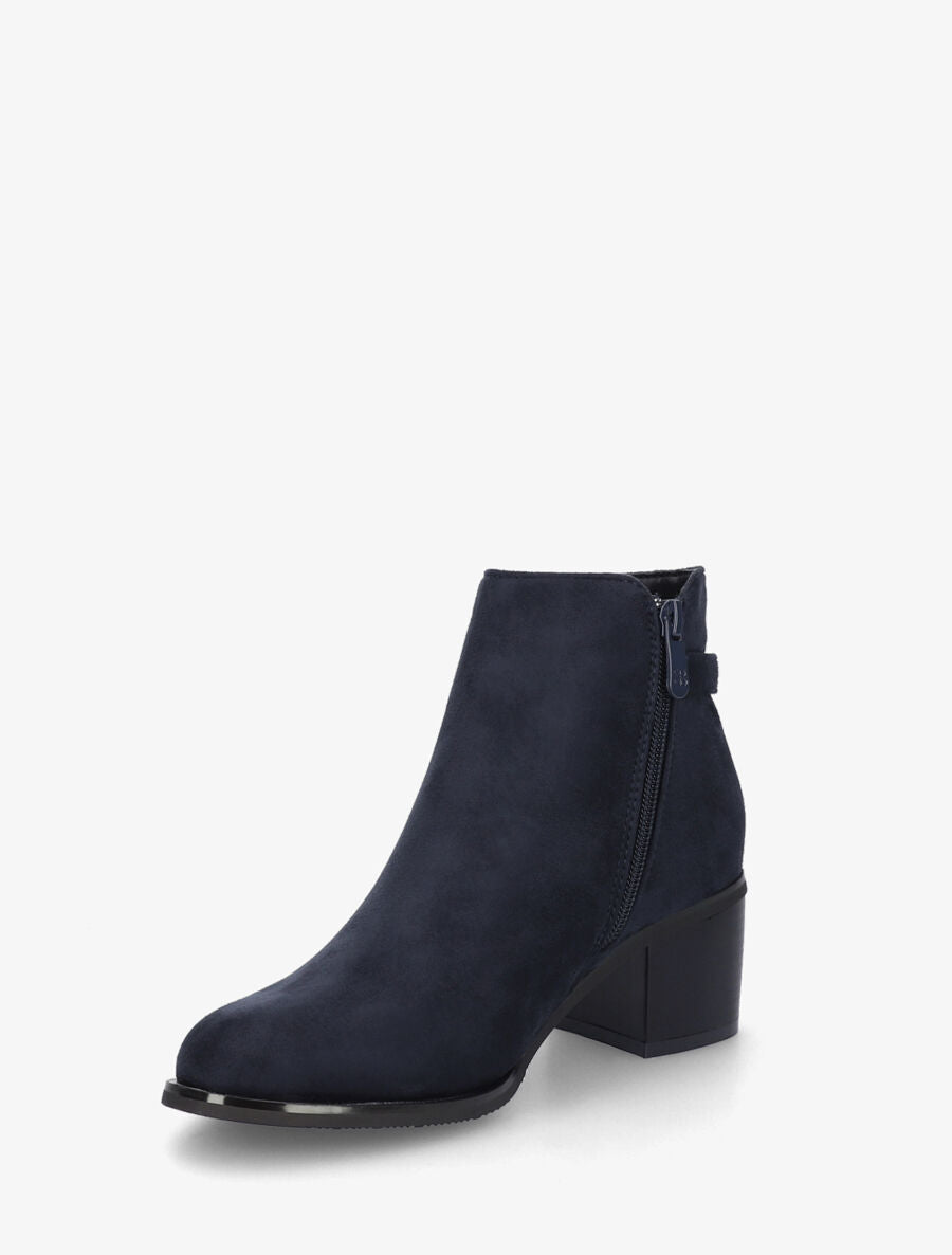 Bottines en suédine à boucle et strass - Marine - 3
