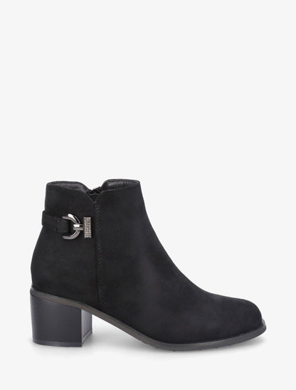 Bottines en suédine à boucle et strass - Noir - 1