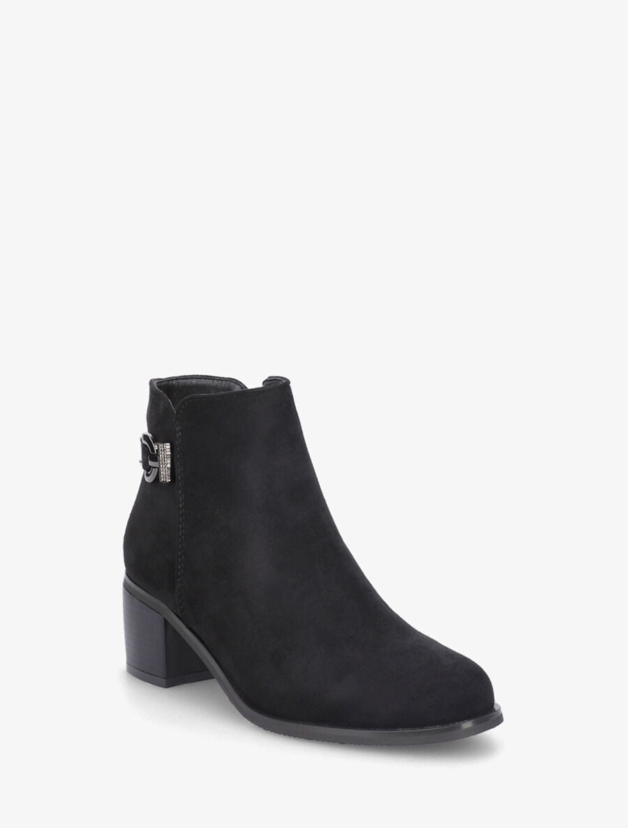 Bottines en suédine à boucle et strass - Noir - 2