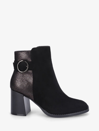 Bottines mi-hautes irisées en suédine - Noir - 1