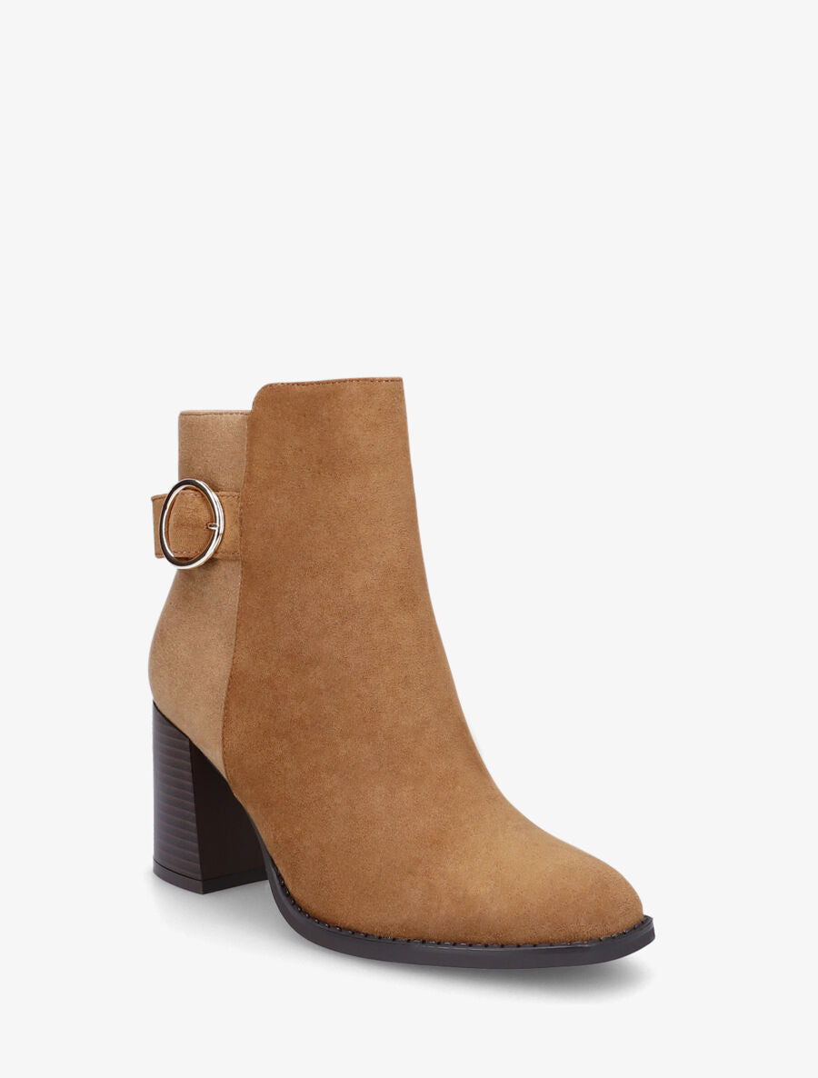 Bottines mi-hautes irisées en suédine - Camel - 2