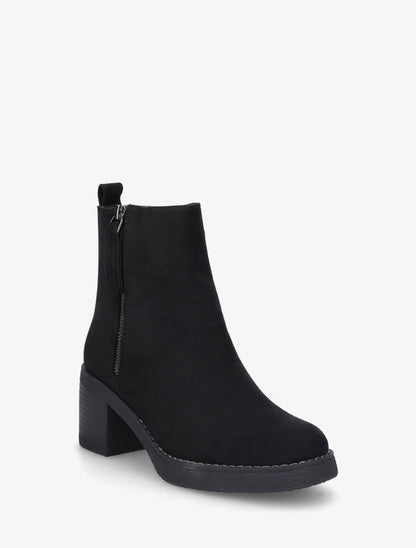Bottines en suédine mi-haute à zip - Noir - 2