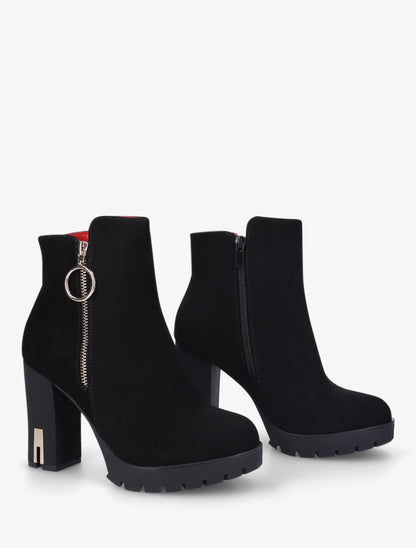 Bottines à talon haut et zip - Noir - 4