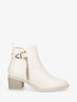 Bottines à zip et boucle - Beige - 1