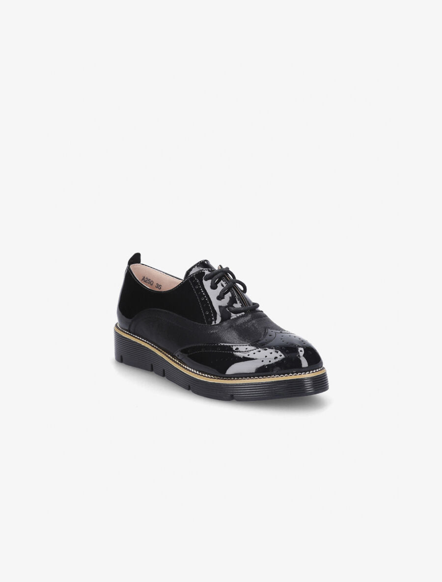 Derbies façon brogues vernies - Noir - 2