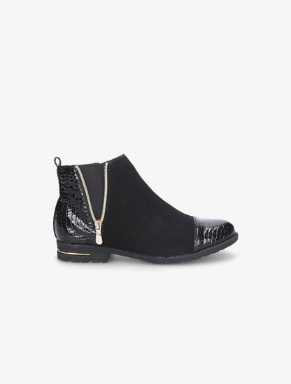 Boots bouts croco noir - Noir - 1