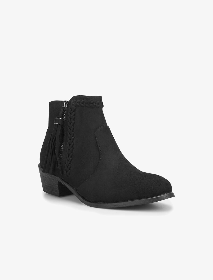 Boots nattes et breloque à frange - noir - 2