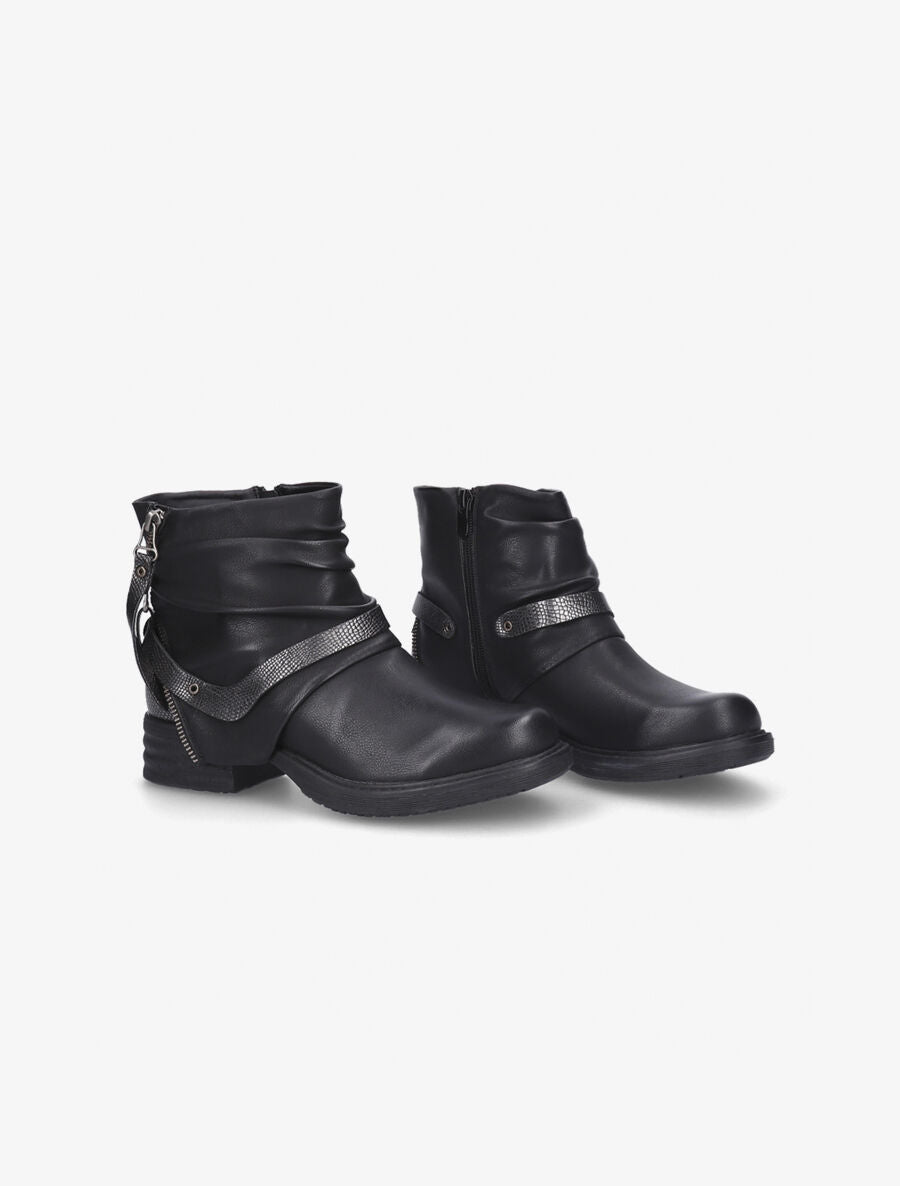 Boots écailles et zips noir - Noir - 4