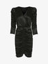 Robe froncée à manches longues - Noir - 1