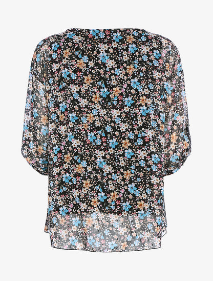 Blouse imprimé floral coupe ample - Noir - 2