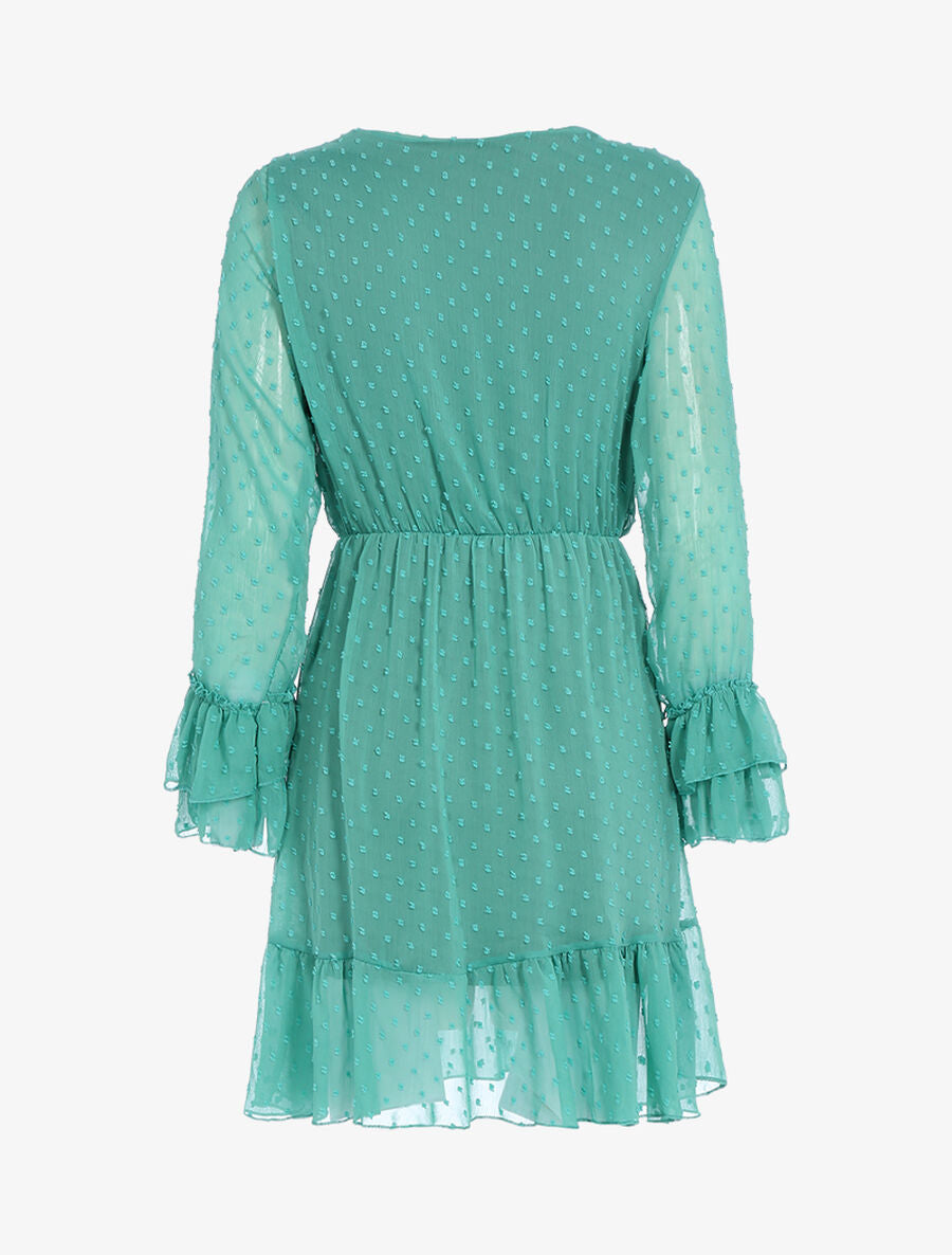 Robe fluide mouchetée - Bleu turquoise - 2