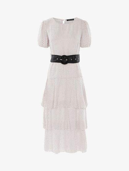 Robe à pois et volants - Ecru - 1