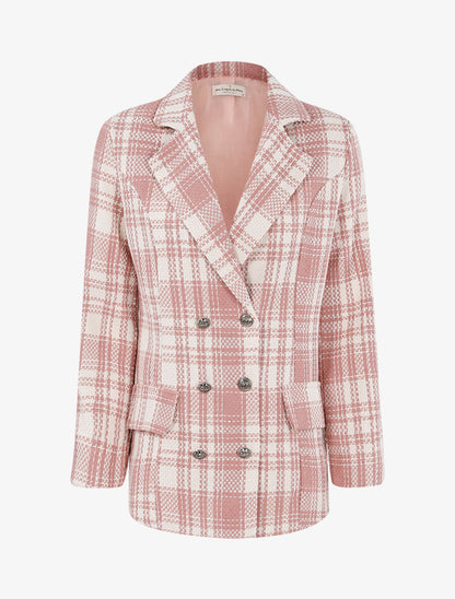 Veste effet tweed coupe droite - Rose/écru - 1