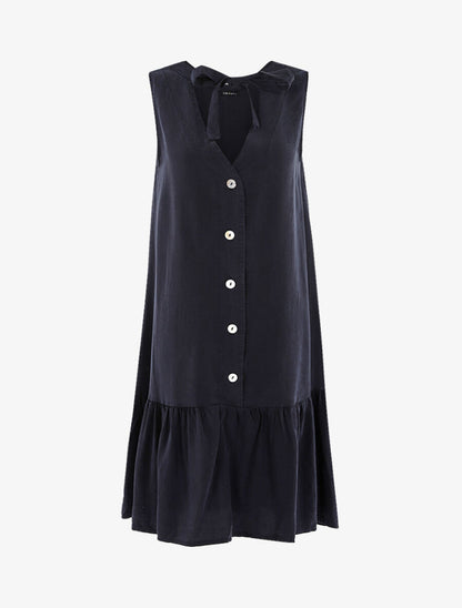 Robe à grand volant - Marine - 1