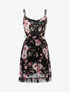 Robe portefeuille fleurie à jabot - Noir/rose - 1