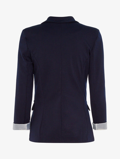 Blazer casual doublure imprimé à pois - Marine - 2
