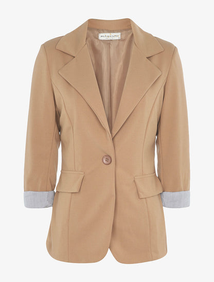 Blazer à détails rayés - Beige - 1