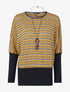 Pull dolman à rayures brillantes - Marron clair/noir - 1