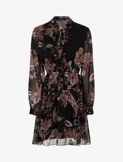 Robe à imprimé cachemire floral - Noir - 1