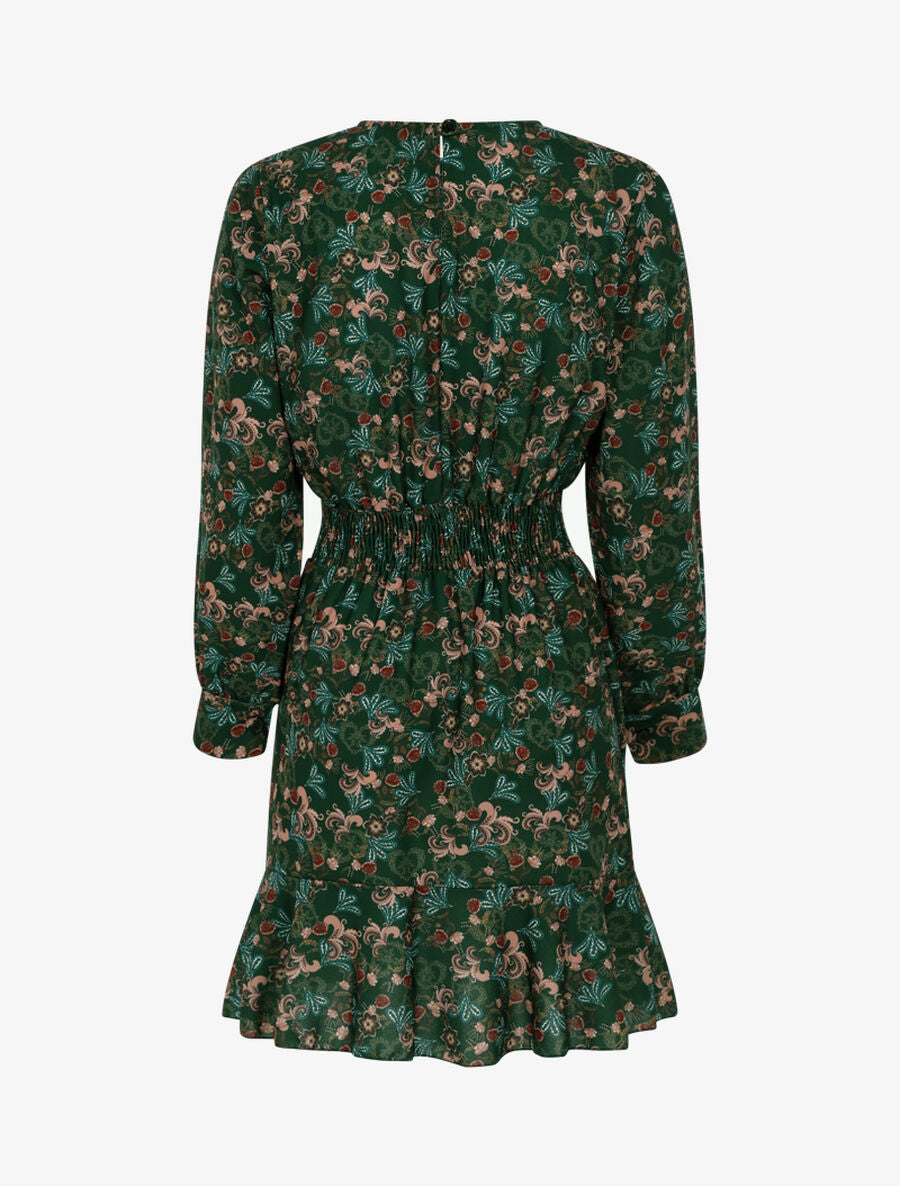 Robe courte à imprimé baroque fleuri - Vert - 2