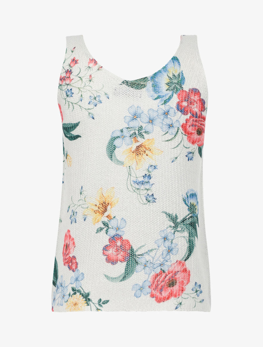 Débardeur en maille à imprimé floral - Blanc - 2