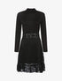 Robe en maille fine et dentelle - Noir - 1