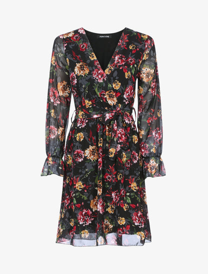Robe cache coeur à imprimé fleuri - Noir - 1