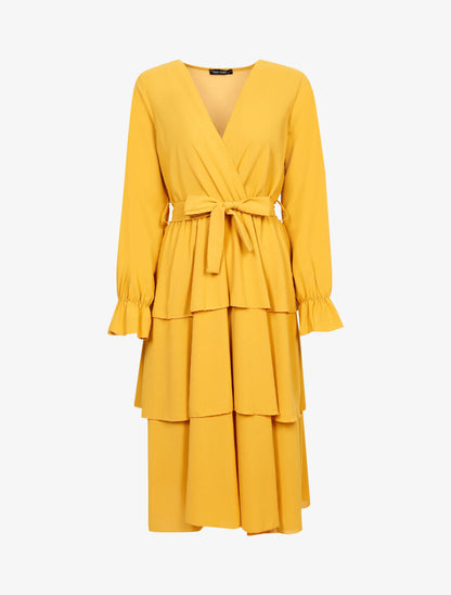 Robe mi longue volantée - Jaune - 1