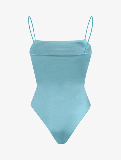 Body satiné à côtés échancrés - Turquoise - 2