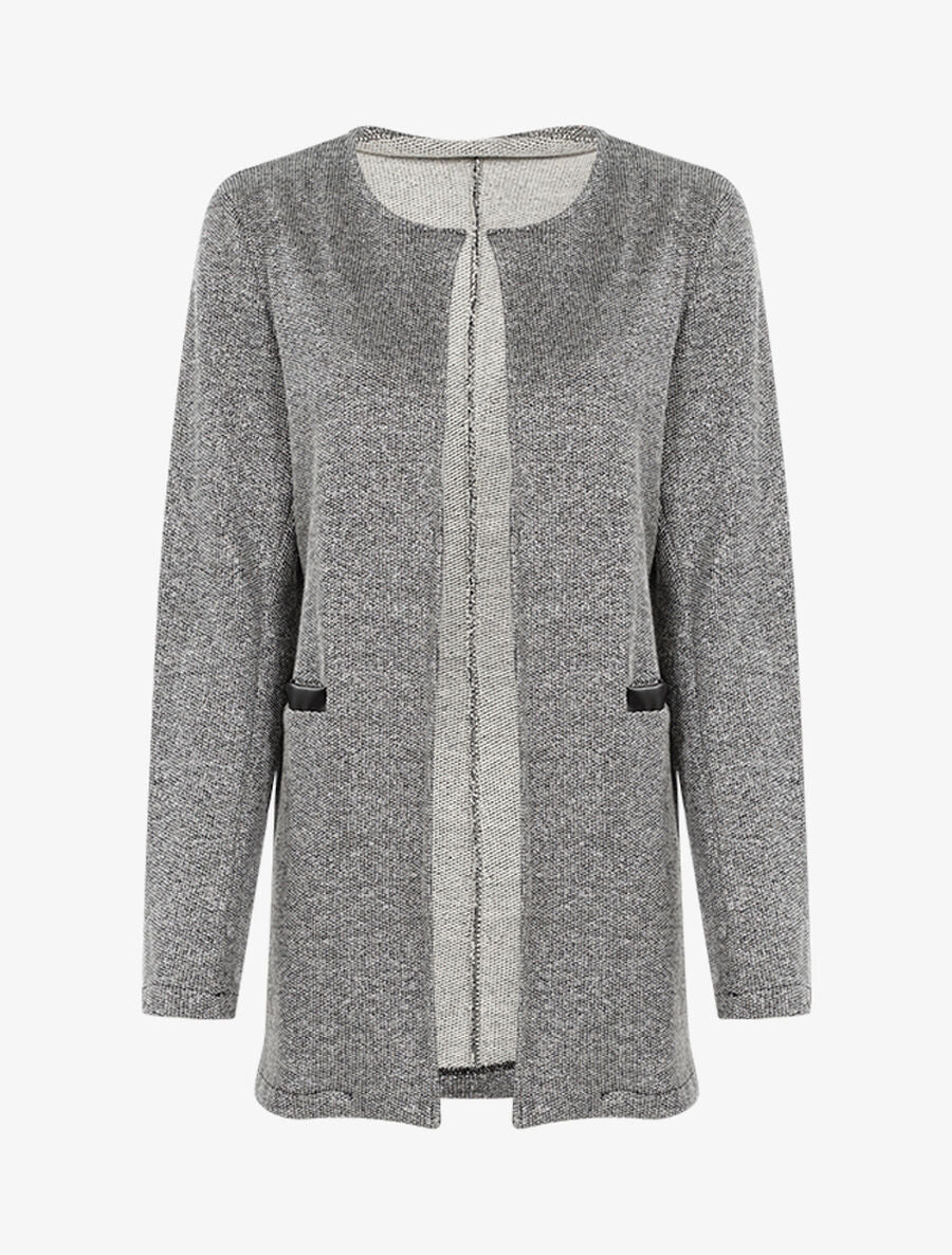 Veste droite chinée et irisée - Noir - 1