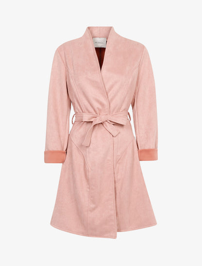 Manteau oversize en suédine - Rose - 1