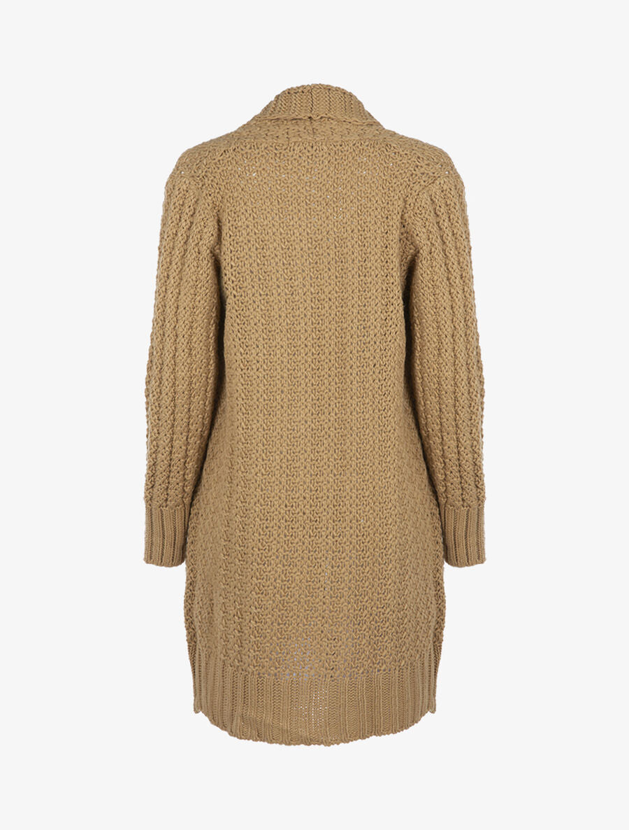 Gilet en maille effet tricot - Camel - 2