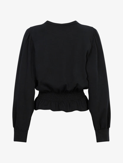Top volanté style sweat shirt - Noir - 2