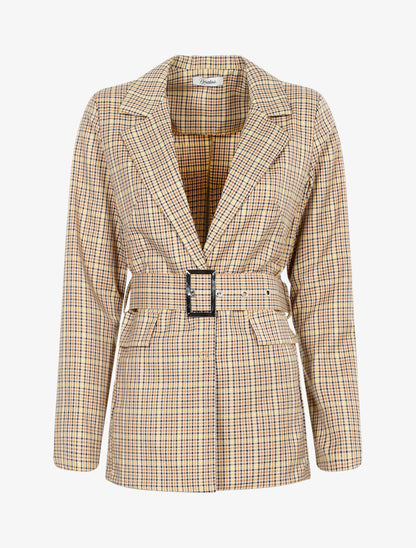 Veste mi longue à imprimé tartan - Jaune - 1