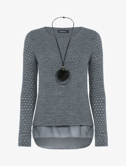 Pull irisé à bords en voile asymétrique - Gris foncé - 1