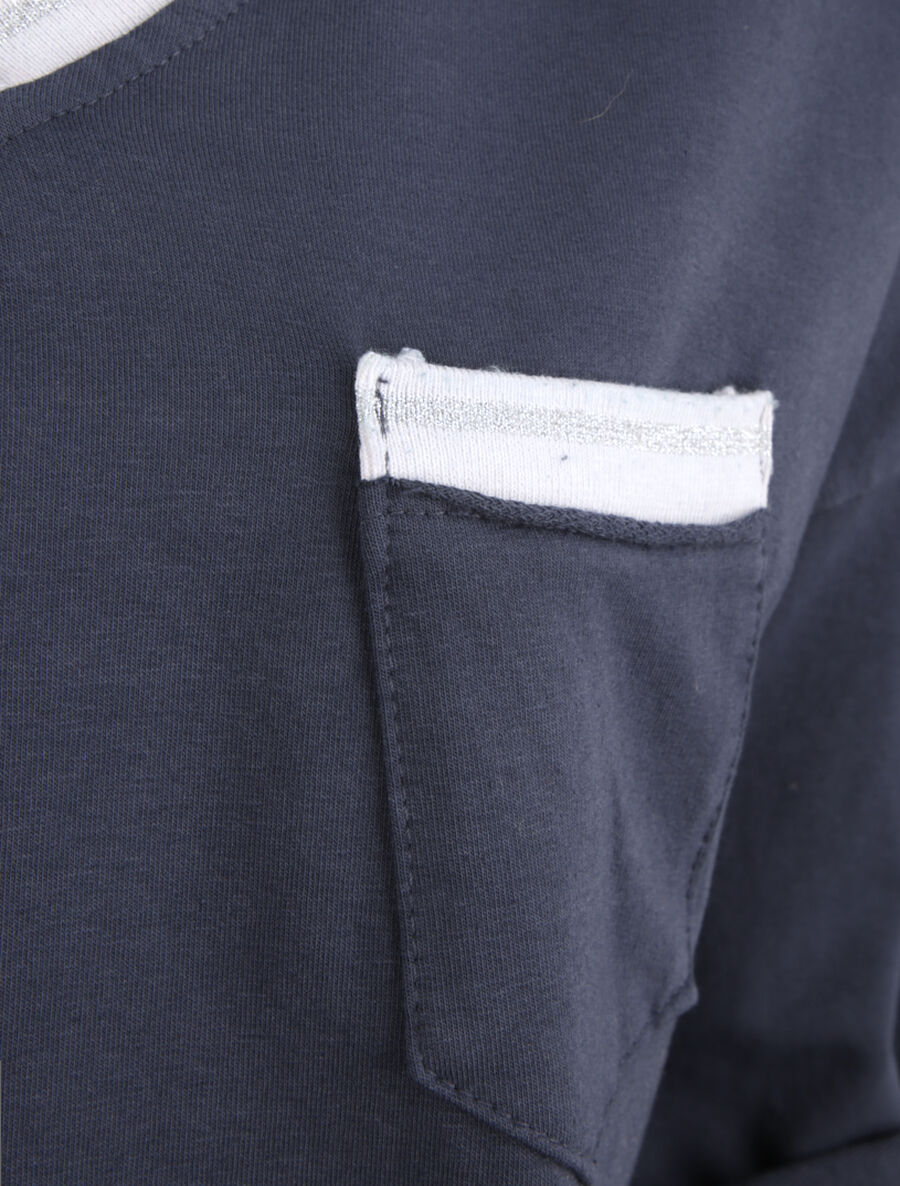 Sweat oversize col V irisé - Marine - 3