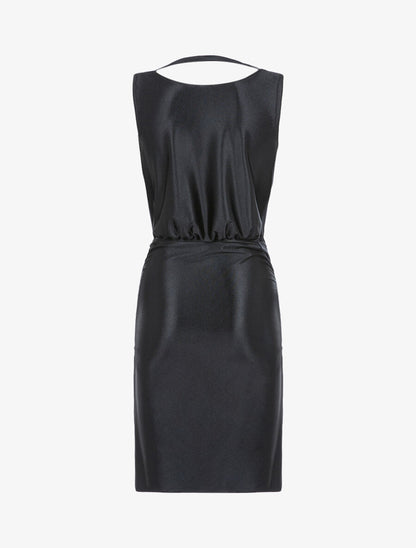 Robe satinée à col bénitier - Noir - 2