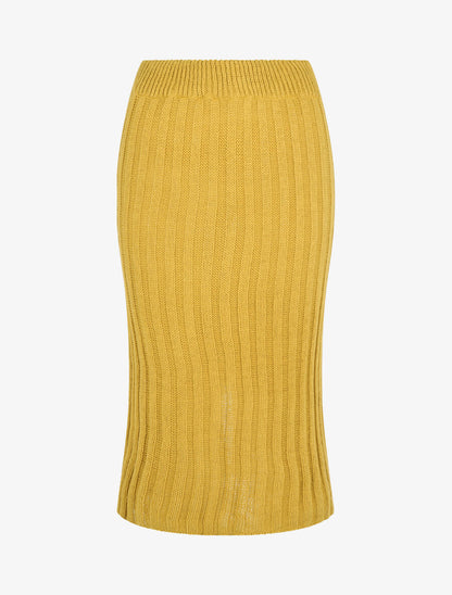 Jupe coupe droite en maille - Jaune - 1