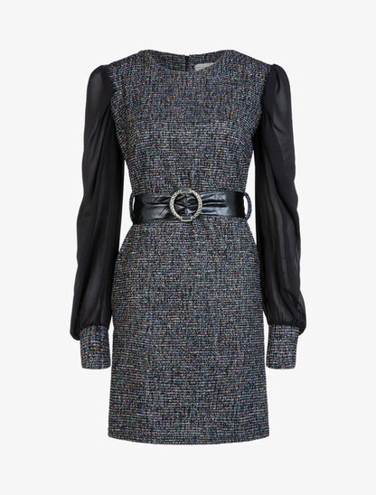 Robe en maille texturée multicolore - Noir - 1