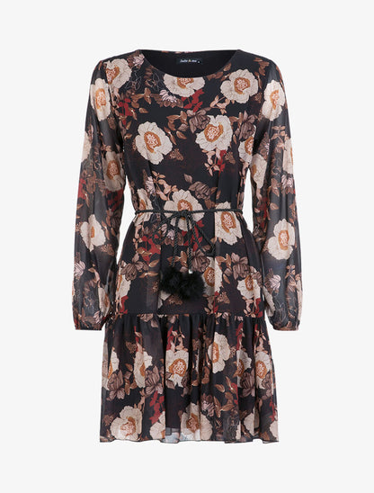 Robe en voile à imprimé floral - Noir - 1