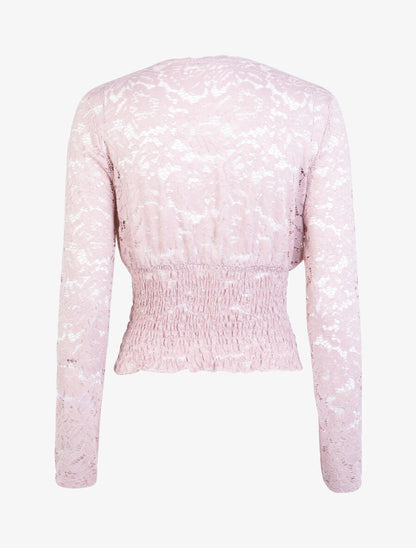 Crop top en dentelle festonnée - Rose - 2