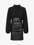 Robe en voile et bas plissé en simili - Noir - 1