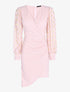 Robe plissée à manches floquées - Rose poudré - 1