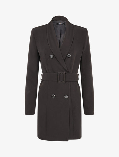 Blazer long à fermeture croisée - Noir - 1