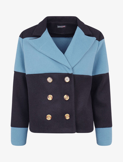 Caban court color block - Noir/bleu - 1