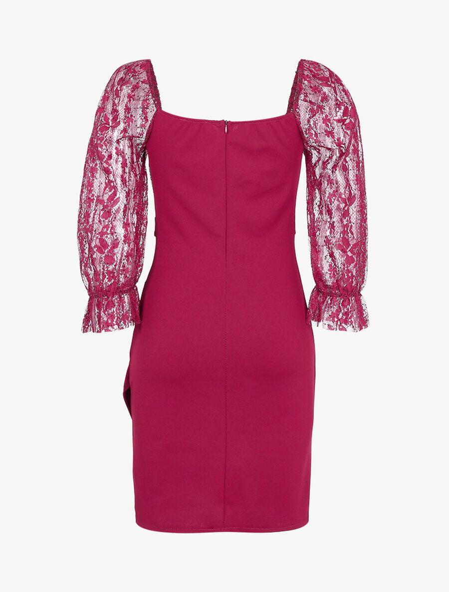 Robe en dentelle et sequins - Bordeaux - 2