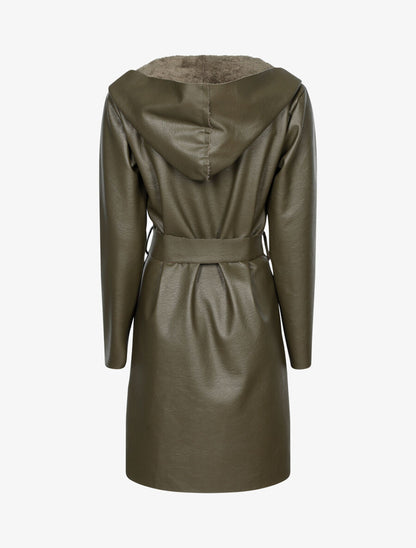 Veste droite style cuir retourné - Kaki - 2