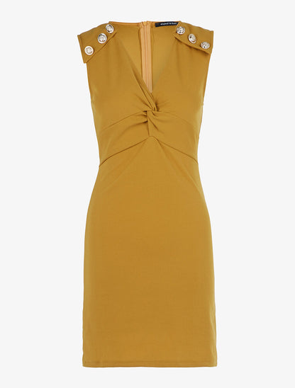 Robe à épaules boutonnées - Jaune - 1